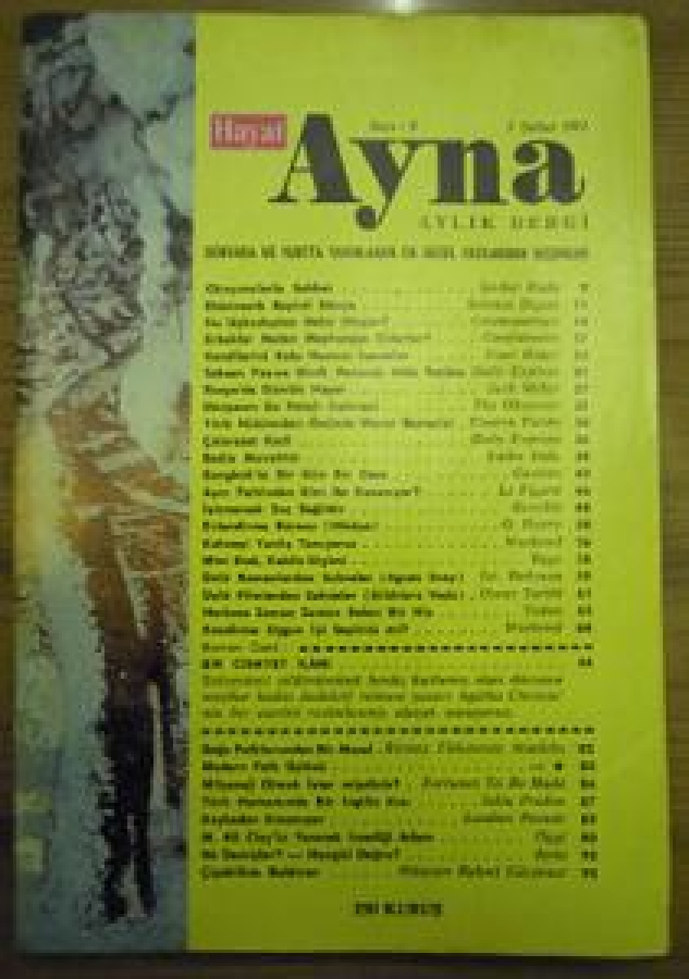 HAYAT AYNA AYLIK DERGİ SAYI :3. 1-ŞUBAT 1971